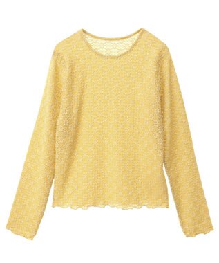 CRAFT STANDARD BOUTIQUE 花柄レースシャーリングプルオーバー Yellow