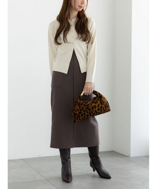 Te chichi メルトンジャージーナロースカート モカ