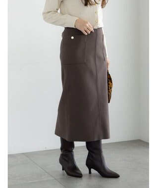Te chichi メルトンジャージーナロースカート モカ