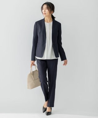 23区 【洗える】ブラウスライクジャージー プレーン カットソー ライトグレー系