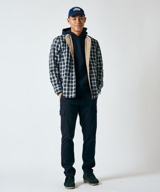 J.PRESS MEN マルチチェック×ナイロンタフタワッシャー リバーシブルシャツ ダークグリーン系3