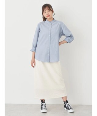 earth music&ecology スタンドフリルシャツ Sax