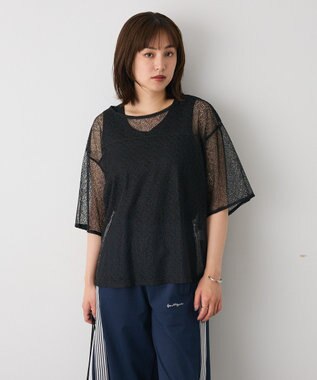 CRAFT STANDARD BOUTIQUE レースワイドTブラウス Black