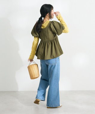 CRAFT STANDARD BOUTIQUE 花柄レースシャーリングプルオーバー Yellow