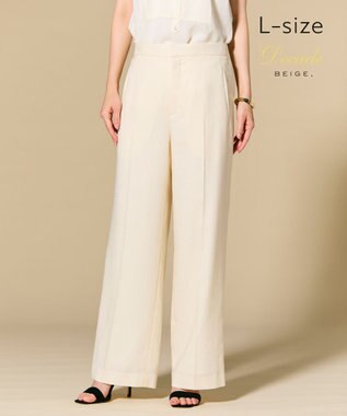 BEIGE， 【L-size】CAROLE / リネンライクフルレングスワイドパンツ