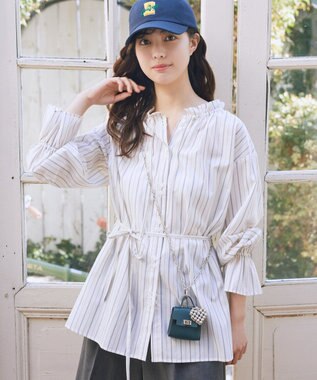 earth music&ecology 【イージーケア】TRキュプラダブルボタンフリルシャツ