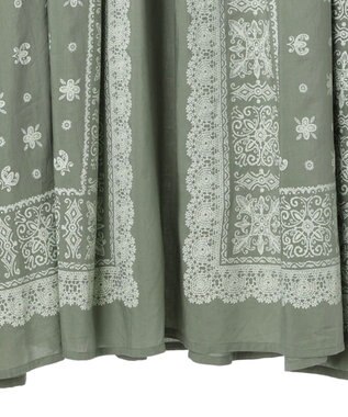 CRAFT STANDARD BOUTIQUE インド綿パネル柄ウエスト切り替えボリュームワンピース Light Green