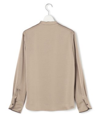 ICB L 【WEB＆一部店舗限定】 DrapySatin バンドカラーシャツ モカ系