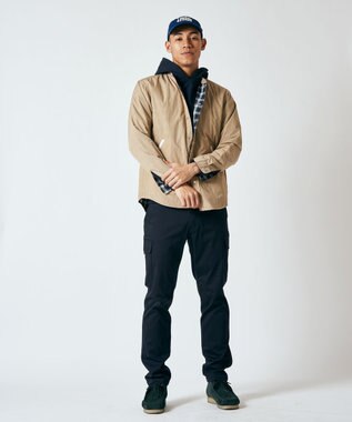 J.PRESS MEN マルチチェック×ナイロンタフタワッシャー リバーシブルシャツ ダークグリーン系3