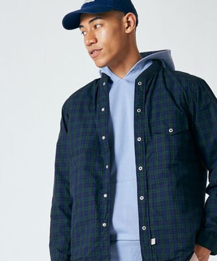 J.PRESS MEN マルチチェック×ナイロンタフタワッシャー リバーシブルシャツ ネイビー系3