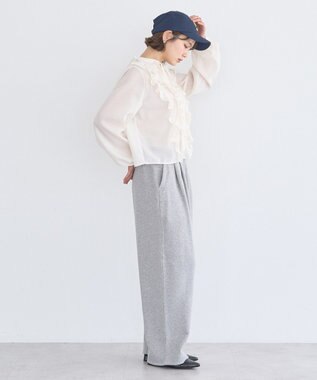 earth music&ecology フリルリボンブラウス Off White