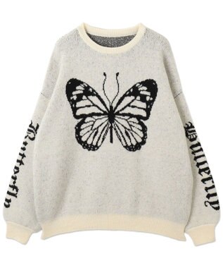 WEGO モチーフグラフィックフラッフィーニットプルオーバー ホワイトアイボリー