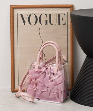 WEGO 巾着付きクリアショルダー ピンク