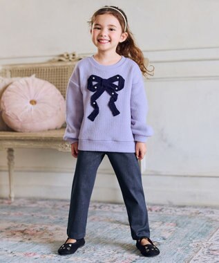 ANY KIDS リボン ニットソー トレーナー ラベンダー