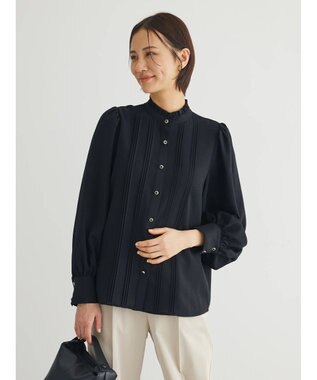 Green Parks ・ＥＬＥＮＣＡＲＥ　ＤＵＥ　ピンタックスタンドブラウス Black