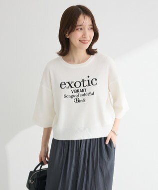 Green Parks ・ＥＬＥＮＣＡＲＥ　ＤＵＥ　ロゴ刺繍６分袖ニット Off White