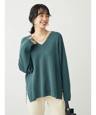 Green Parks 洗える　ミラノリブ編みニットプルオーバー Blue Green