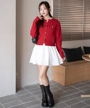 WEGO 【26年春新作】別注USPOLOケーブルニットカーデ ワイン