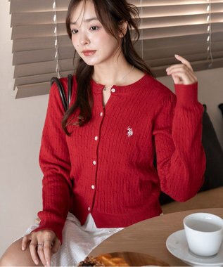 WEGO 【26年春新作】別注USPOLOケーブルニットカーデ ワイン