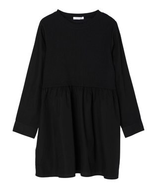 Green Parks リブドッキングカットソーボリュームチュニック Black