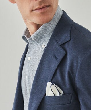 GOTAIRIKU 麻混・襟しっかり【洗える/通気性】ノルマンディーリネン ボタンダウンポロシャツ(25年モデル) サックスブルー系