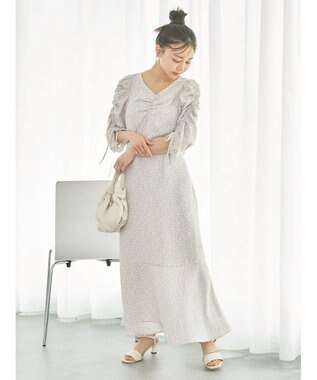 earth music&ecology 袖ドロストフラワーワンピース Pink