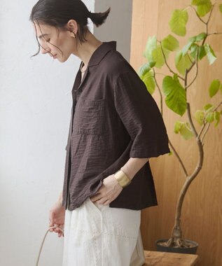 WEGO 【ANGIE VINTAGE】接触冷感開襟シャツ ブラウン