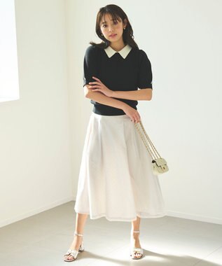 Feroux 【洗える】バイカラー襟 ニット ブラック系