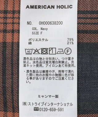 AMERICAN HOLIC チェックフードシャツ Navy