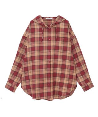 AMERICAN HOLIC チェックフードシャツ Red