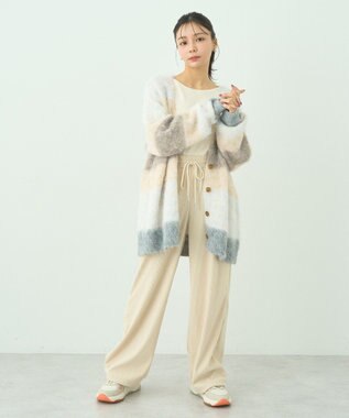 earth music&ecology グラデーション起毛ニットカーディガン Beige