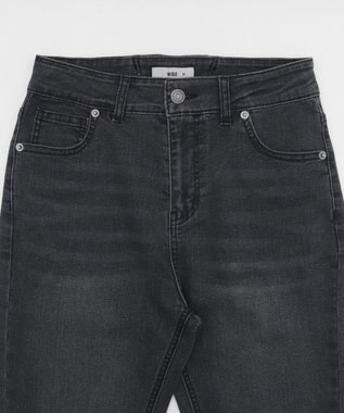 WEGO レースアップフリンジストレッチフレアデニムパンツ ブラック