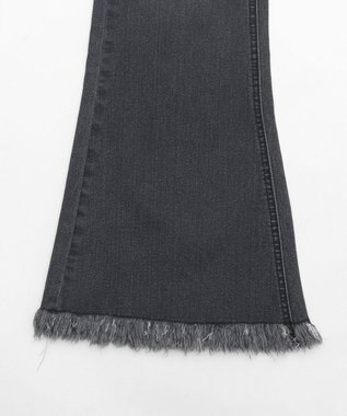 WEGO レースアップフリンジストレッチフレアデニムパンツ ブラック