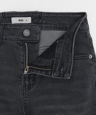 WEGO レースアップフリンジストレッチフレアデニムパンツ ブラック