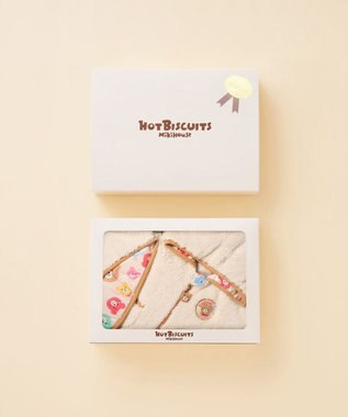 MIKI HOUSE HOT BISCUITS 裏ボアフリース リバーシブル総柄マントギフトセット【BOX付き】 アイボリー