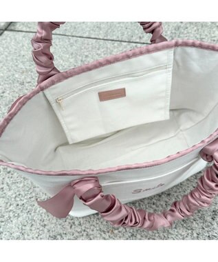 LA BAGAGERIE 【インスタグラマー Chiyoさん×LA BAGAGERIE】ギャザーリボンハンドルトート ピンクベージュ