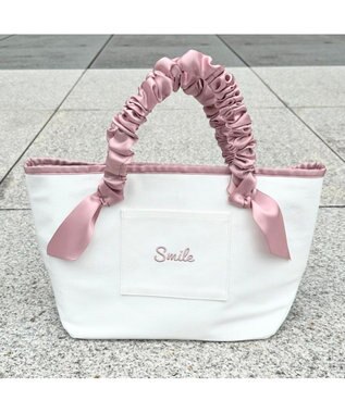 LA BAGAGERIE 【インスタグラマー Chiyoさん×LA BAGAGERIE】ギャザーリボンハンドルトート ピンクベージュ