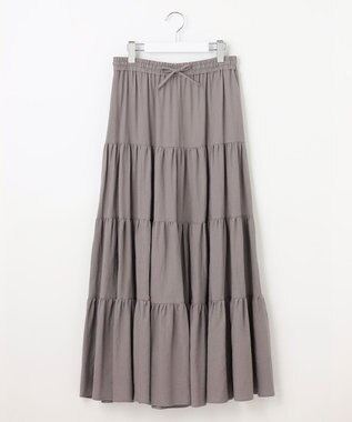 23区 S 【SLOW/一部店舗限定】ブライトリネン  ティアード スカート ライトグレー系