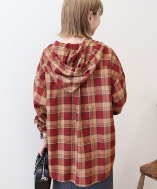 AMERICAN HOLIC チェックフードシャツ Red