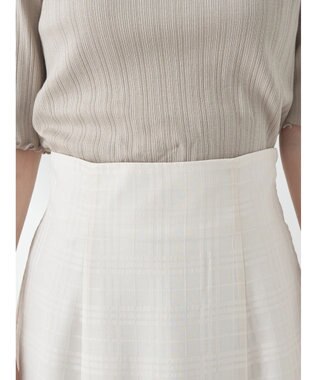 earth music&ecology シアーチェックフレアスカート Ivory