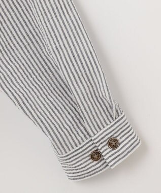 JOSEPH ABBOUD MOUNTAIN 【SPACE／UNISEX】オーガニックコットンリネンドライサッカー シャツ ネイビー系1