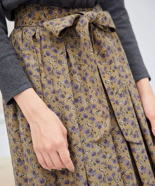 Tiaclasse 【洗える】1枚でコーディネートが決まる花柄ニットドッキングワンピース チャコールグレー