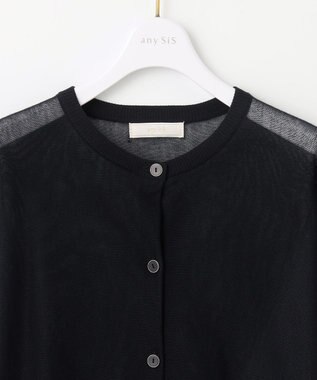 ANY SIS 【洗える】シアークルー カーディガン ネイビー