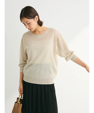 Green Parks ２ｗａｙ　７分袖ブライトシアーニットプルオーバー Beige