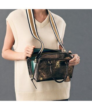  【牛革】イタリアンレザークラックメタル2WAYボストンL