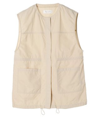 Green Parks ノーカラーミリタリーベスト Ecru