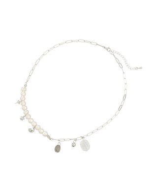 earth music&ecology パールＭＩＸチャームネックレス Silver