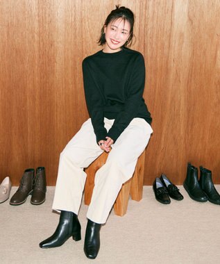 Pointer 【石岡真実さん着用】本革ショートブーツ ブラック