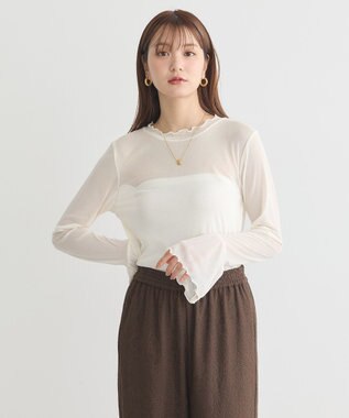 earth music&ecology フロッキードットメロープルオーバー Ivory