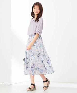 ANY SIS 【接触冷感・吸水速乾・UVケア】エアリードレープスムース タックスリーブ ブラウス ラベンダー